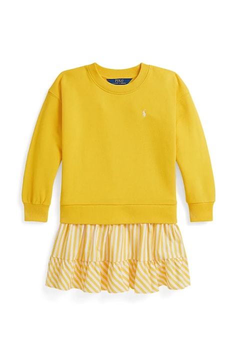 Dievčenské bavlnené šaty Polo Ralph Lauren žltá farba, mini, áčkový strih, 312A96138002