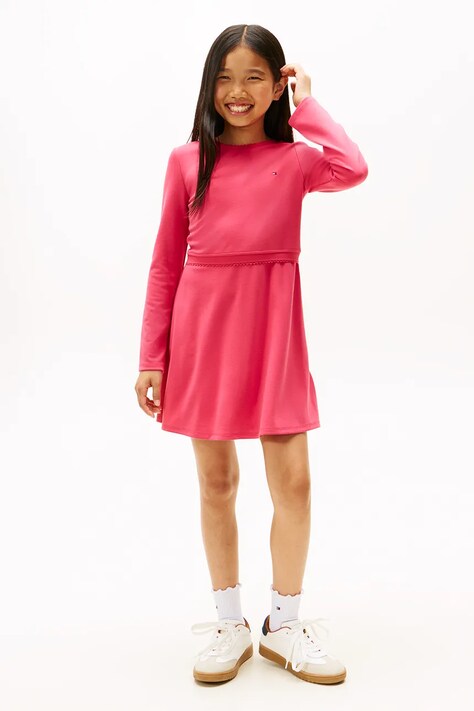 Tommy Hilfiger sukienka dziecięca kolor różowy mini rozkloszowana KG0KG08934