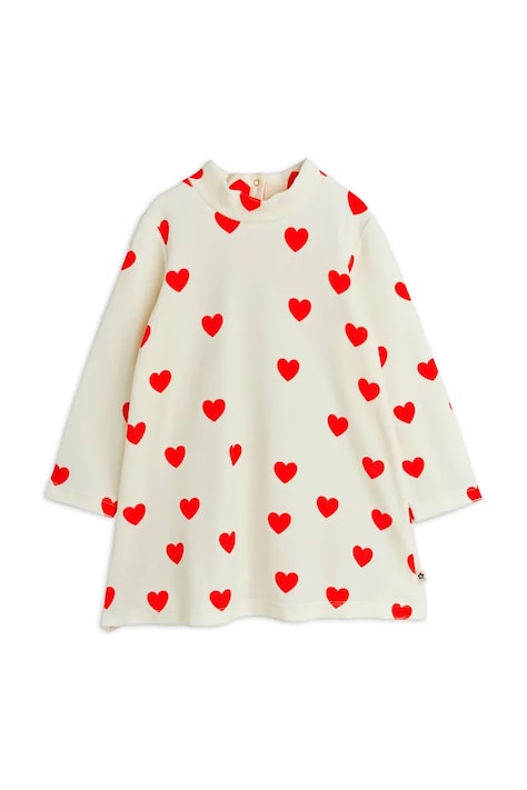 Mini Rodini sukienka welurowa dziecięca Hearts kolor biały mini rozkloszowana 26150102