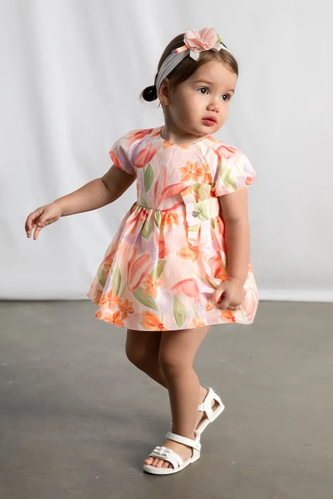 Παιδικό λινό φόρεμα Mayoral χρώμα: ροζ, 1909