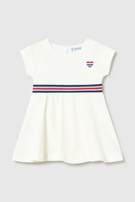 Dievčenské šaty Mayoral biela farba, mini, áčkový strih, 1918