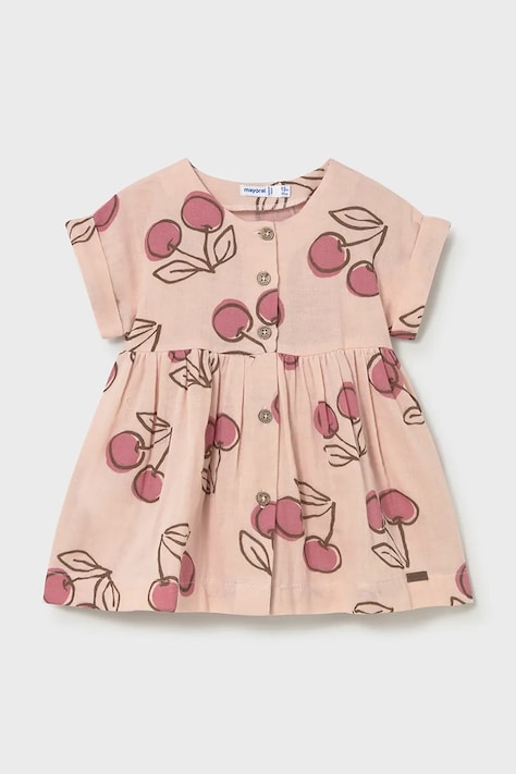 Mayoral sukienka bawełniana dziecięca kolor różowy mini rozkloszowana 1921