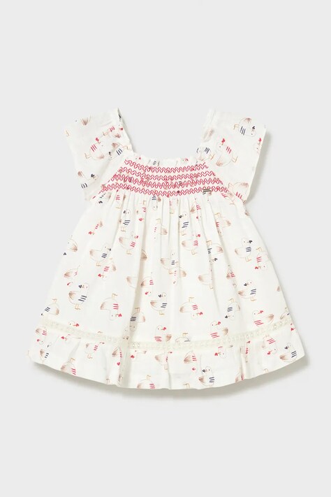 Mayoral sukienka bawełniana dziecięca kolor biały mini rozkloszowana 1992