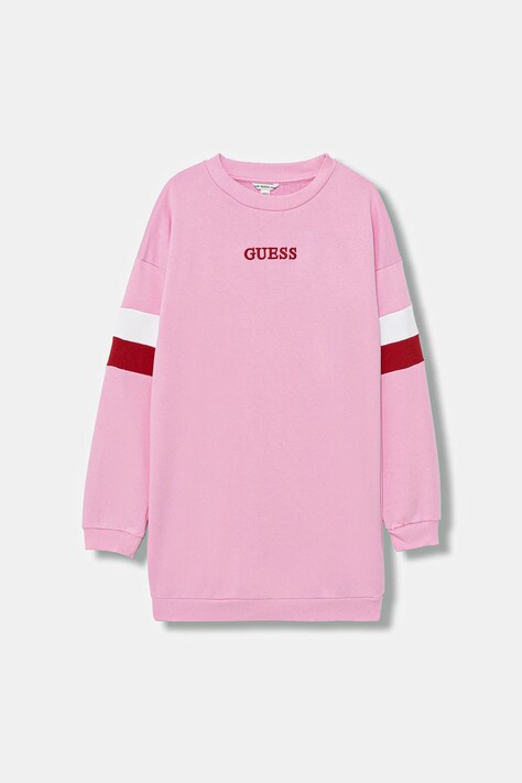 Guess sukienka bawełniana dziecięca kolor różowy mini prosta J6RK01 KAD74