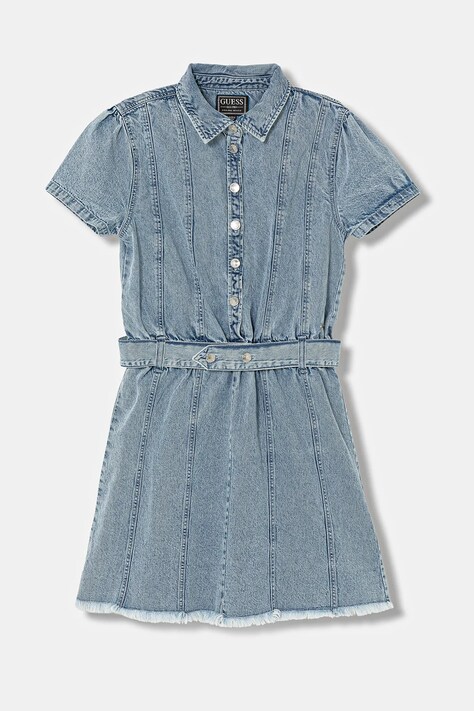 Guess sukienka jeansowa dziecięca kolor niebieski mini rozkloszowana J6RK19 D4EU0