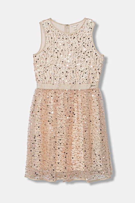 Guess sukienka dziecięca kolor beżowy mini rozkloszowana J6RK25 KCLM0