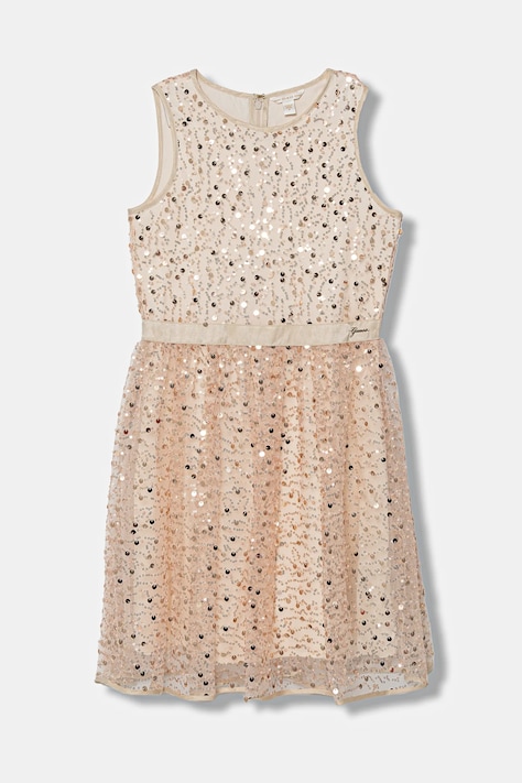 Guess sukienka dziecięca kolor beżowy mini rozkloszowana J6RK25 KCLM0