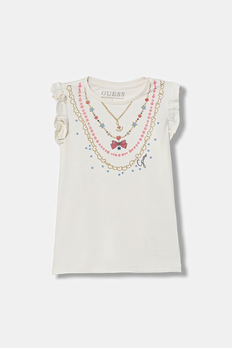 Guess sukienka bawełniana dziecięca kolor beżowy mini prosta K6RK02 KA6W4