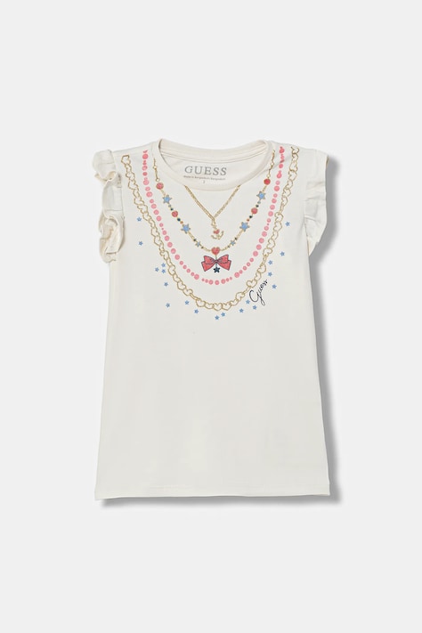 Guess sukienka bawełniana dziecięca kolor beżowy mini prosta K6RK02 KA6W4