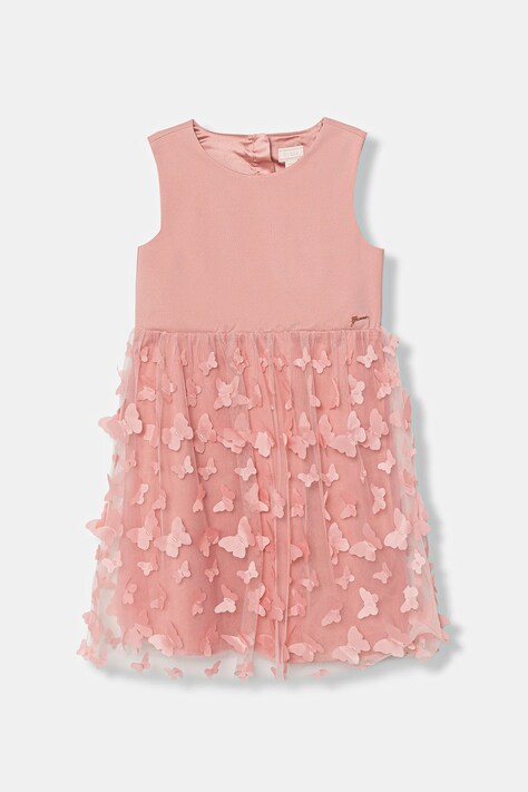 Guess sukienka dziecięca kolor różowy midi rozkloszowana K6RK21 KAUH0