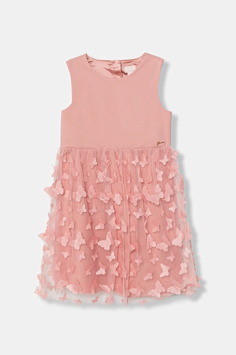 Guess sukienka dziecięca kolor różowy midi rozkloszowana K6RK21 KAUH0