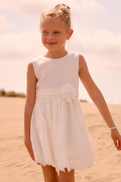 Mayoral sukienka dziecięca kolor beżowy mini rozkloszowana 3914