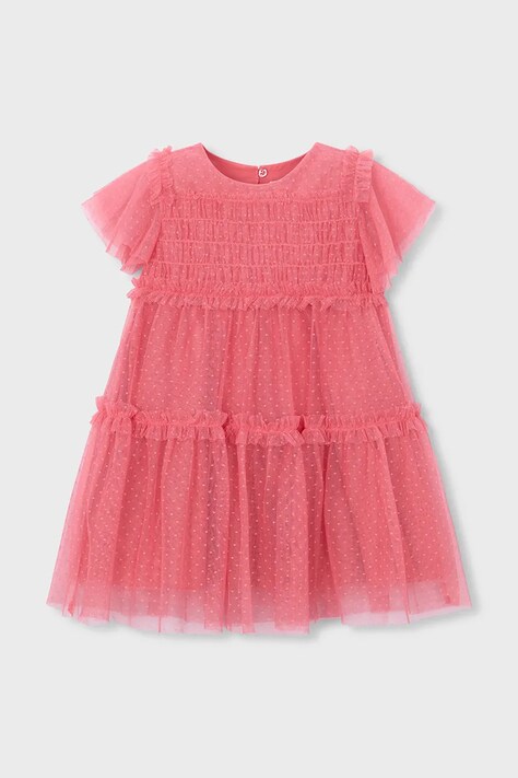 Dievčenské šaty Mayoral ružová farba, mini, áčkový strih, 3917