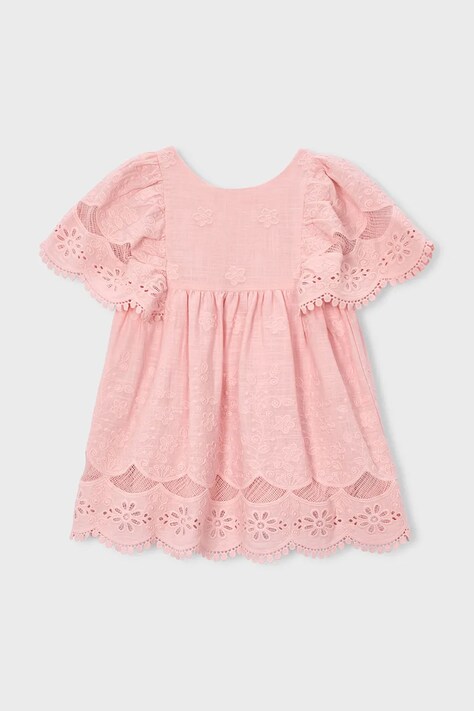 Mayoral sukienka bawełniana dziecięca kolor różowy mini rozkloszowana 3923