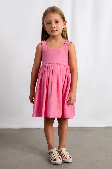 Dievčenské šaty Mayoral ružová farba, mini, áčkový strih, 3925