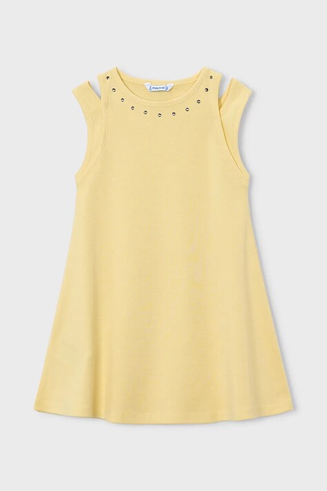 Mayoral sukienka bawełniana dziecięca kolor żółty mini rozkloszowana 3938