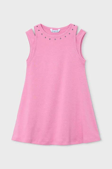 Mayoral sukienka bawełniana dziecięca kolor różowy mini rozkloszowana 3938