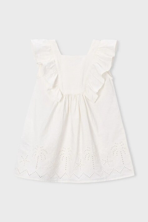 Dječja pamučna haljina Mayoral boja: bež, mini, širi se prema dolje, 3939