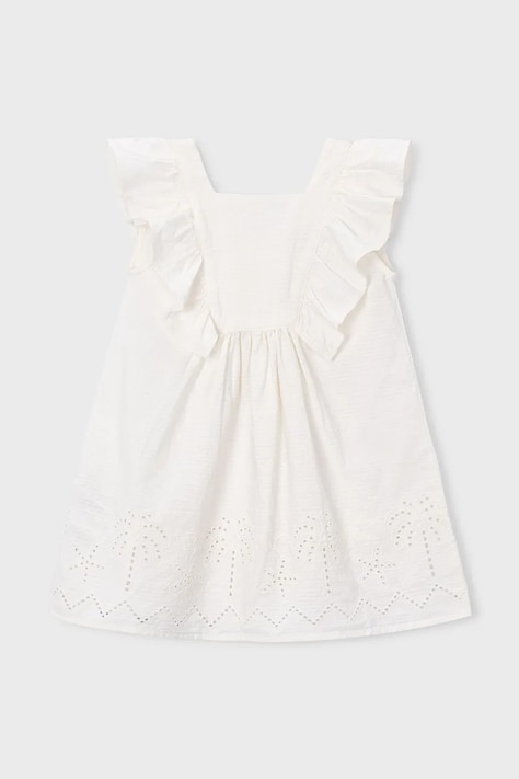Mayoral sukienka bawełniana dziecięca kolor beżowy mini rozkloszowana 3939