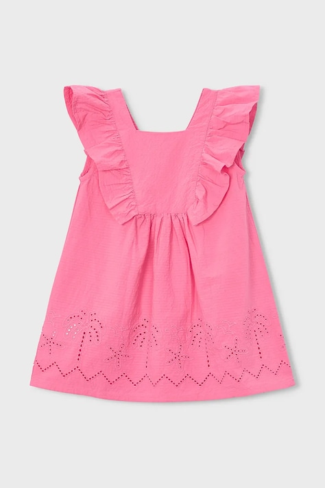 Хлопковое детское платье Mayoral цвет розовый mini расклешённое 3939