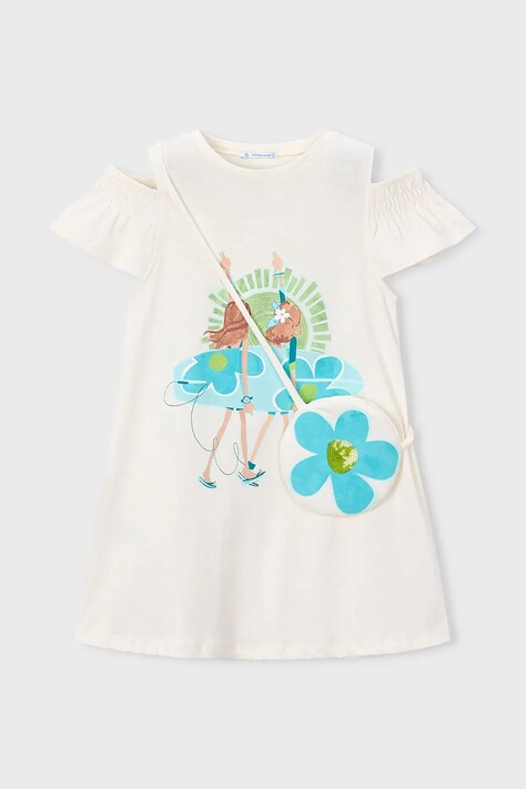 Mayoral sukienka bawełniana dziecięca kolor biały mini rozkloszowana 3941