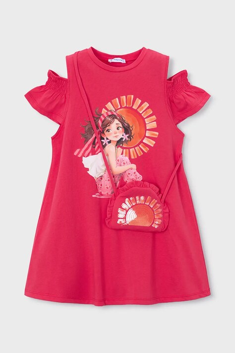 Mayoral sukienka bawełniana dziecięca kolor różowy mini rozkloszowana 3941