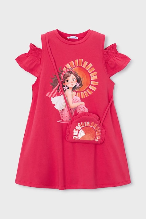 Παιδικό βαμβακερό φόρεμα Mayoral χρώμα: ροζ, 3941