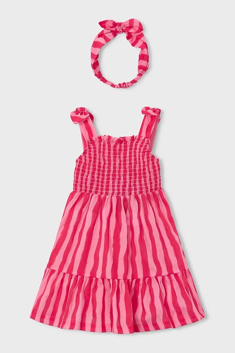 Mayoral sukienka bawełniana dziecięca kolor różowy mini rozkloszowana 3942