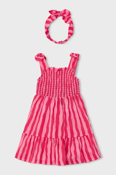 Mayoral rochie din bumbac pentru copii culoarea roz, mini, evazați, 3942