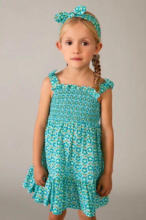 Παιδικό βαμβακερό φόρεμα Mayoral χρώμα: μπλε, 3942