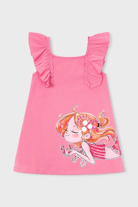 Dievčenské šaty Mayoral ružová farba, mini, áčkový strih, 3943