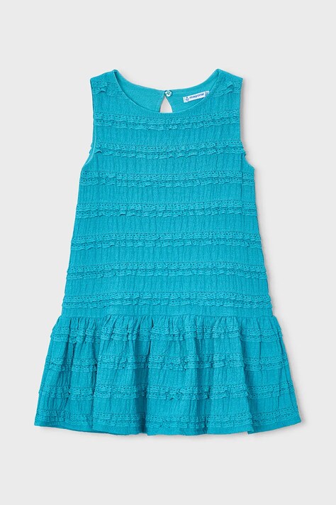 Mayoral sukienka dziecięca kolor turkusowy mini rozkloszowana 3945