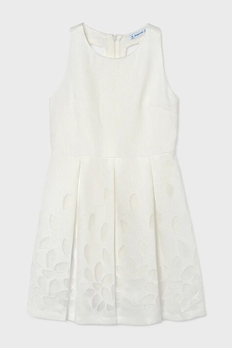 Mayoral sukienka z dodatkiem lnu dziecięca kolor biały mini rozkloszowana 6906