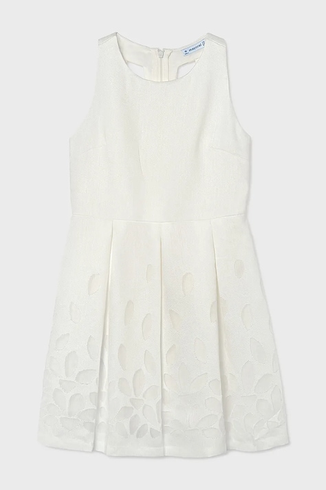 Mayoral sukienka z dodatkiem lnu dziecięca kolor biały mini rozkloszowana 6906
