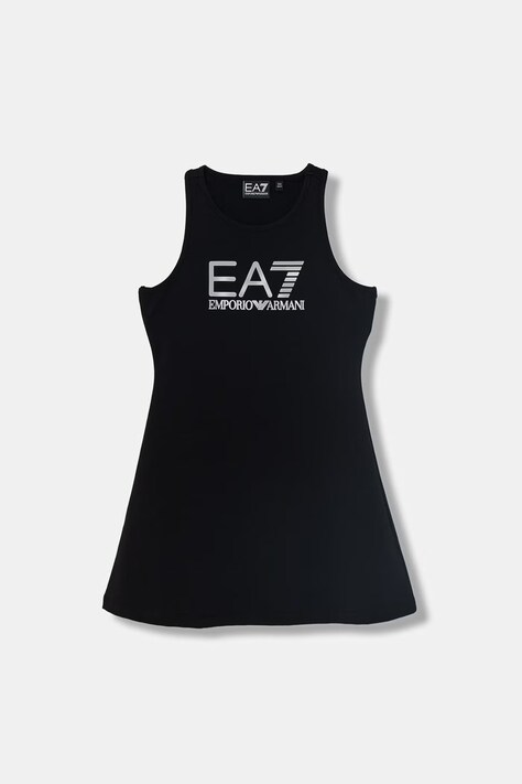 EA7 Emporio Armani sukienka bawełniana z elastanem czarna z nadrukiem 7G000150 AF12484