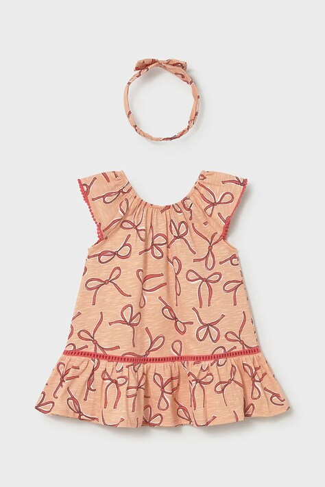 Mayoral sukienka bawełniana dziecięca kolor różowy mini rozkloszowana 1923