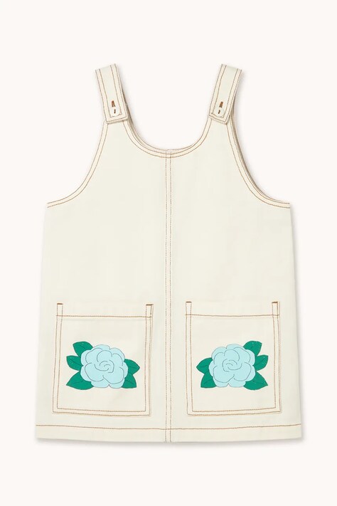 Tinycottons sukienka bawełniana dziecięca BLUE FLOWER PRINT DRESS kolor biały mini prosta SS26-345