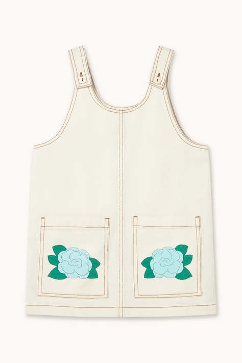 Tinycottons sukienka bawełniana dziecięca BLUE FLOWER PRINT DRESS kolor biały mini prosta SS26-345