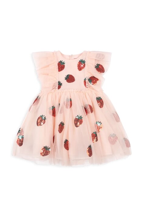 Konges Sløjd sukienka dziecięca YVONNE FRILL DRESS kolor różowy mini rozkloszowana KS105137