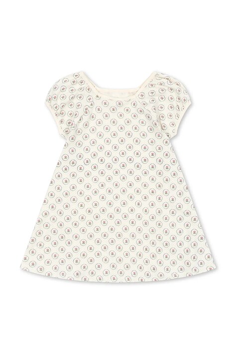 Konges Sløjd sukienka bawełniana dziecięca CLASSIC SS DRESS GOTS kolor beżowy mini rozkloszowana KS104734