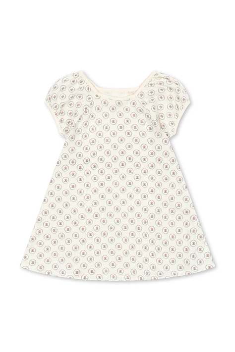 Konges Sløjd sukienka bawełniana dziecięca CLASSIC SS DRESS GOTS kolor beżowy mini rozkloszowana KS104734
