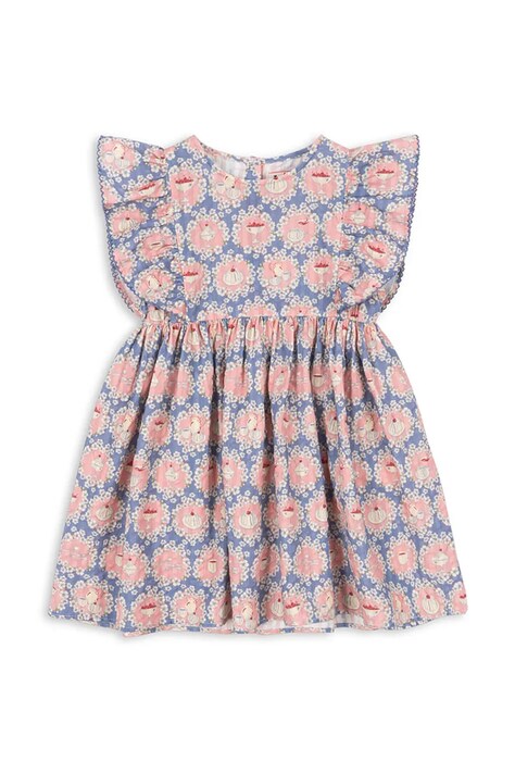 Konges Sløjd sukienka bawełniana dziecięca KIM FRILL DRESS GOTS kolor multicolor mini rozkloszowana KS104904