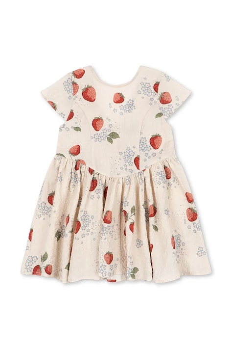 Dječja pamučna haljina Konges Sløjd AVA SS BOW DRESS GOTS boja: bež, mini, širi se prema dolje, KS104650
