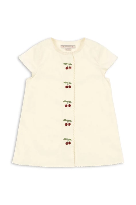 Παιδικό βαμβακερό φόρεμα Konges Sløjd EVIA CHERRY DRESS GOTS χρώμα: μπεζ, KS104794