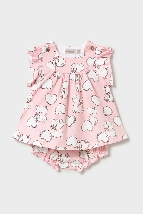 Mayoral Newborn rochie din bumbac pentru bebeluși culoarea roz, mini, evazati, 1808