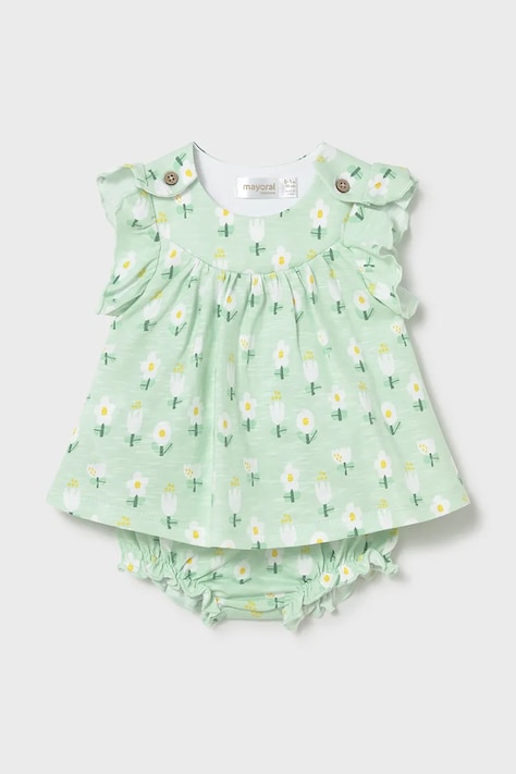 Mayoral Newborn sukienka bawełniana niemowlęca kolor zielony mini rozkloszowana 1808