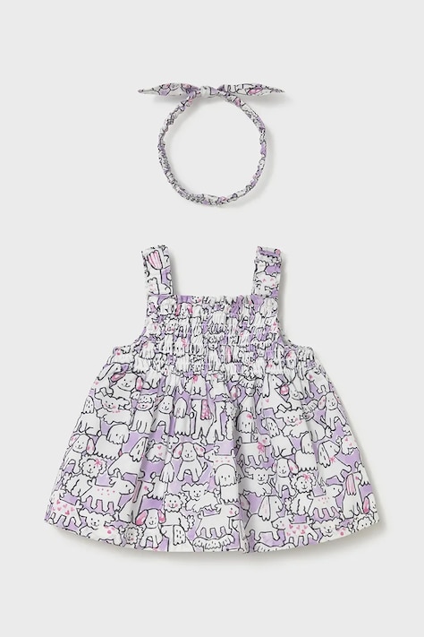 Mayoral Newborn sukienka bawełniana niemowlęca kolor fioletowy mini rozkloszowana 1818