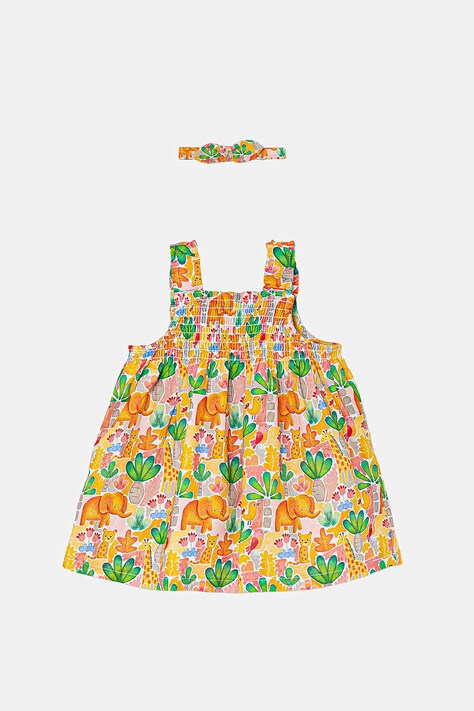 Mayoral Newborn sukienka bawełniana niemowlęca kolor żółty mini rozkloszowana 1818