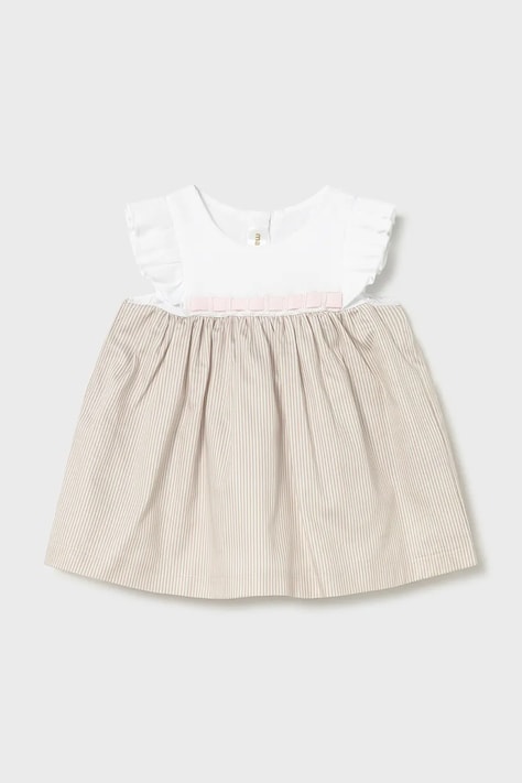 Mayoral Newborn sukienka niemowlęca kolor beżowy mini rozkloszowana 1824