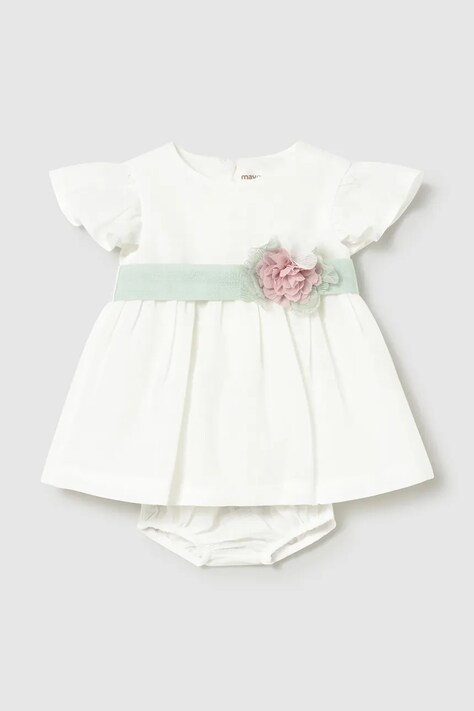Mayoral Newborn sukienka niemowlęca kolor biały mini rozkloszowana 1886